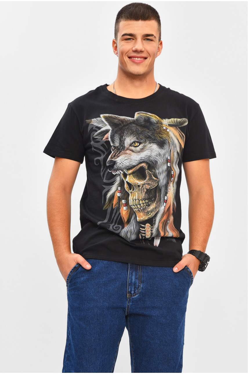 Футболка мужская черного цвета с принтом MPO8107 206291