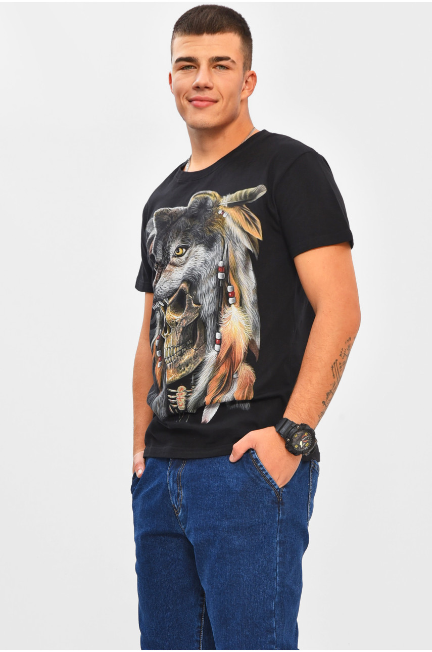 Футболка мужская черного цвета с принтом MPO8107 206291