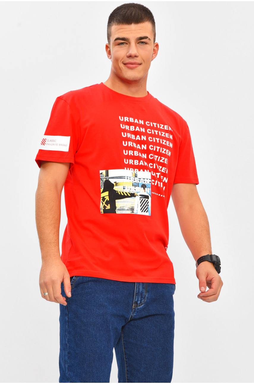 Футболка мужская красного цвета с принтом MPO0241 206296