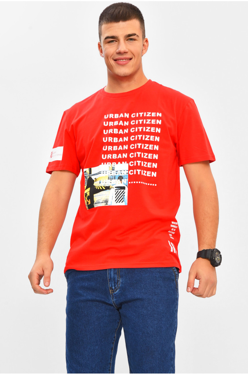 Футболка мужская красного цвета с принтом MPO0241 206296