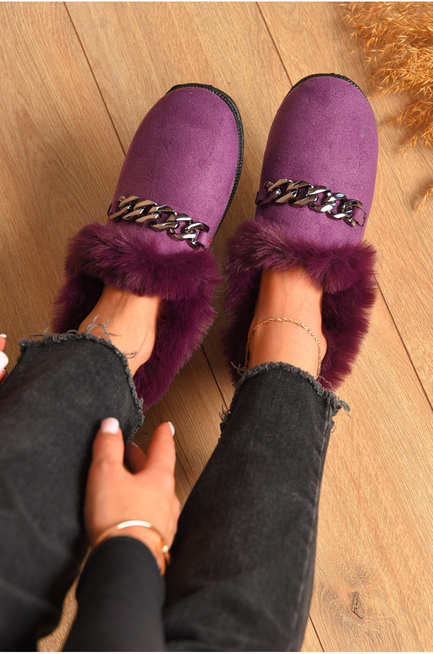 Капці жіночі на хутрі фіолетового кольору РТ-11 206297
