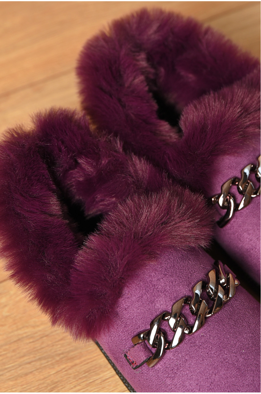 Капці жіночі на хутрі фіолетового кольору РТ-11 206297