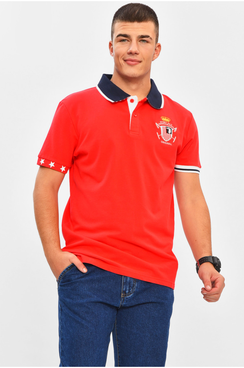 Футболка мужская поло красного цвета с принтом МТS0233 206301