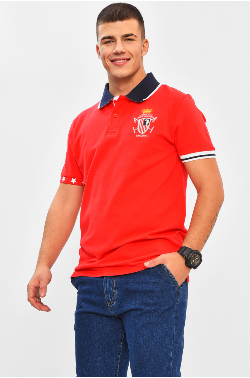 Футболка мужская поло красного цвета с принтом МТS0233 206301