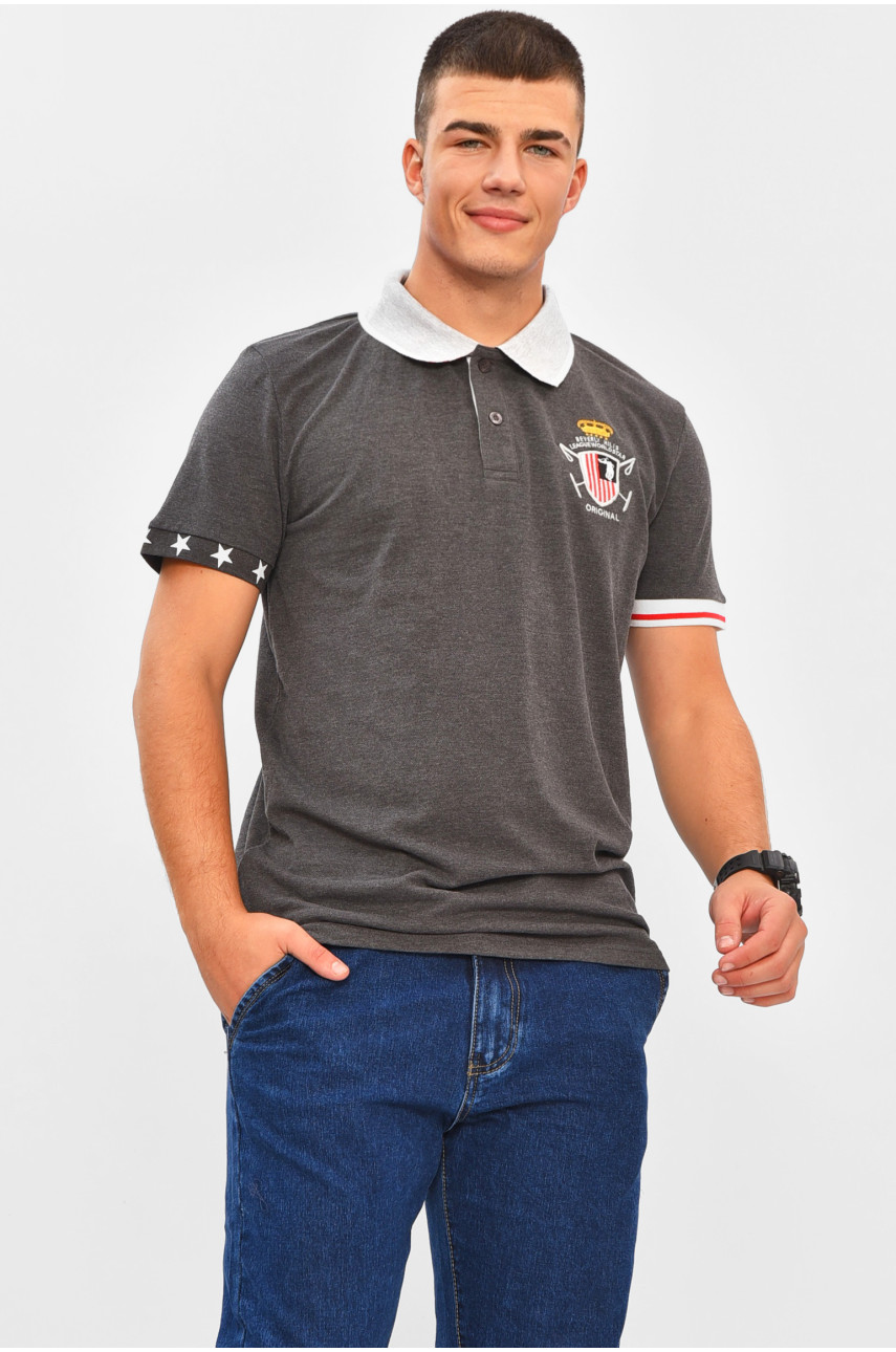 Футболка мужская поло тёмно-серого цвета с принтом МТS0233 206303