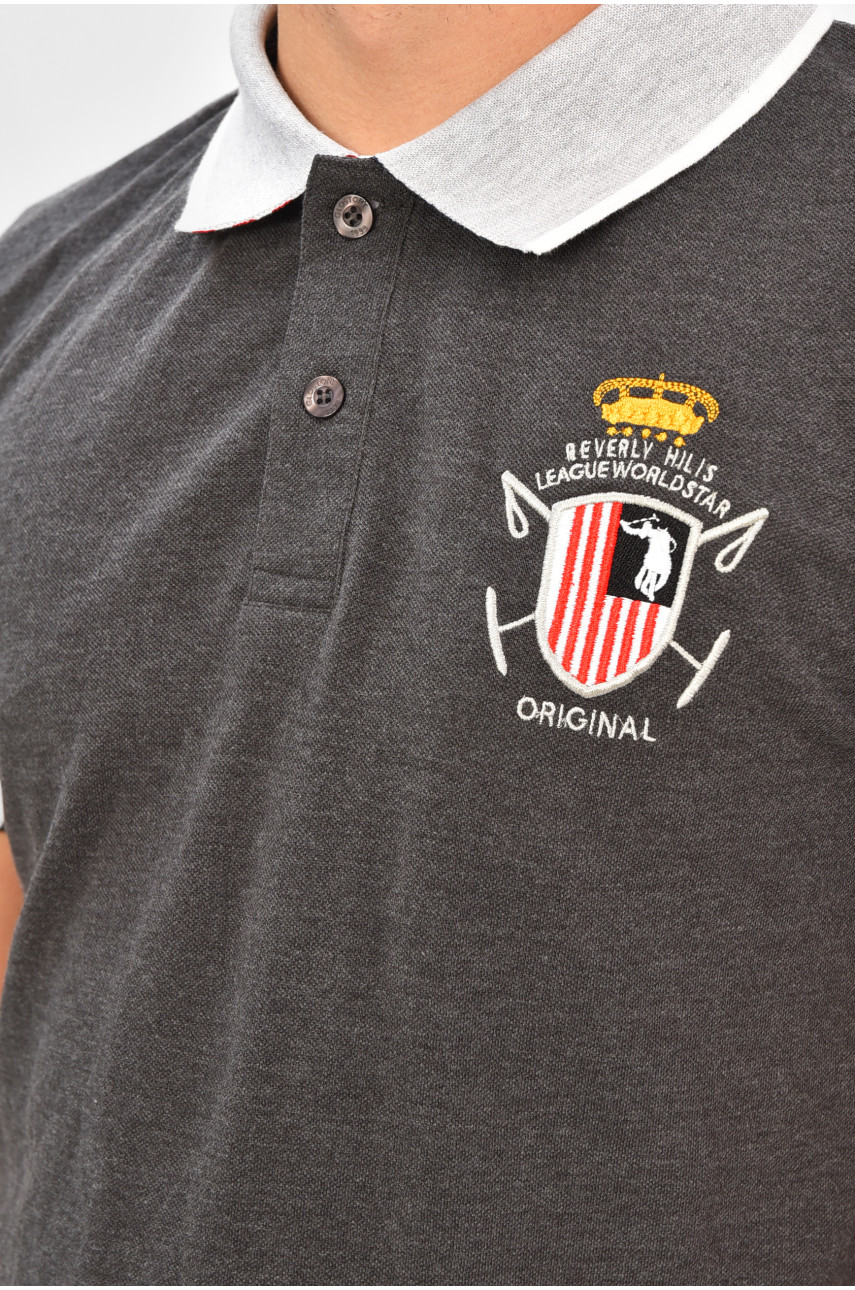 Футболка мужская поло тёмно-серого цвета с принтом МТS0233 206303