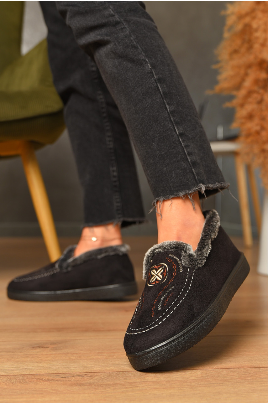 Капці жіночі на хутрі чорного кольору У-5 206304