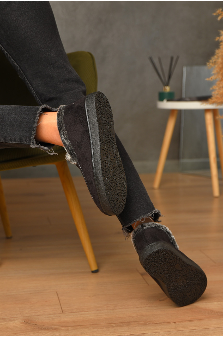 Капці жіночі на хутрі чорного кольору У-5 206304