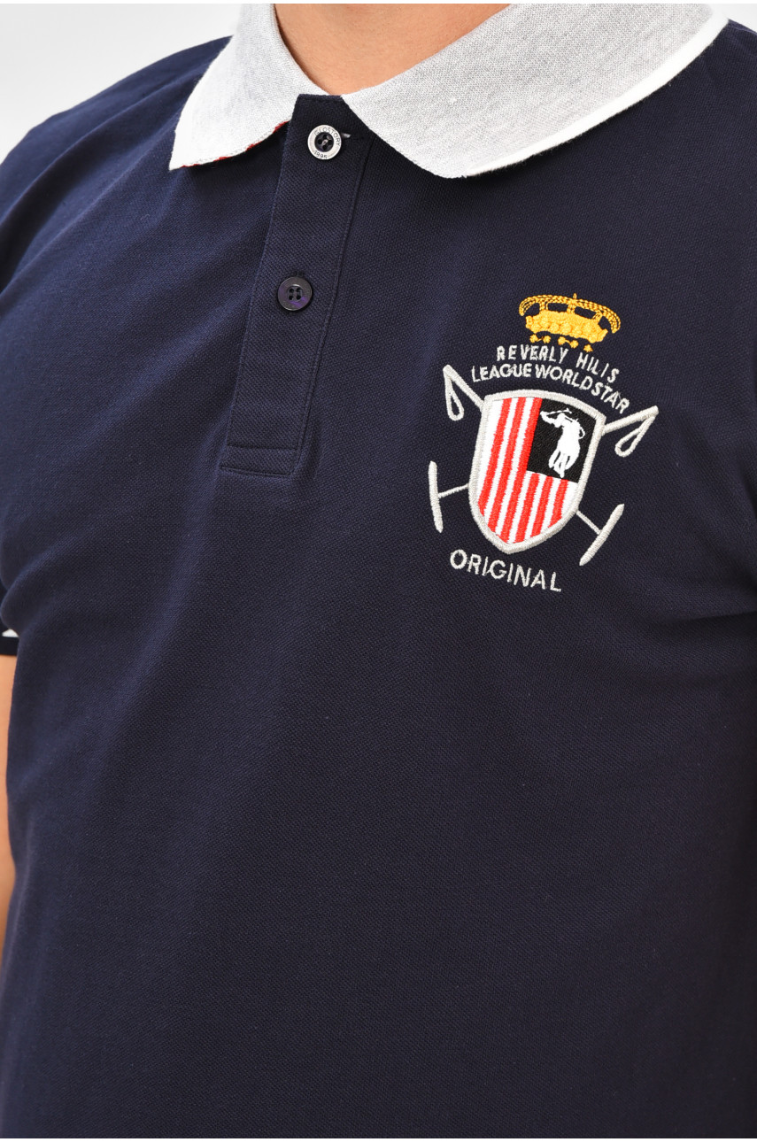 Футболка мужская поло тёмно-синего цвета с принтом МТS0233 206305