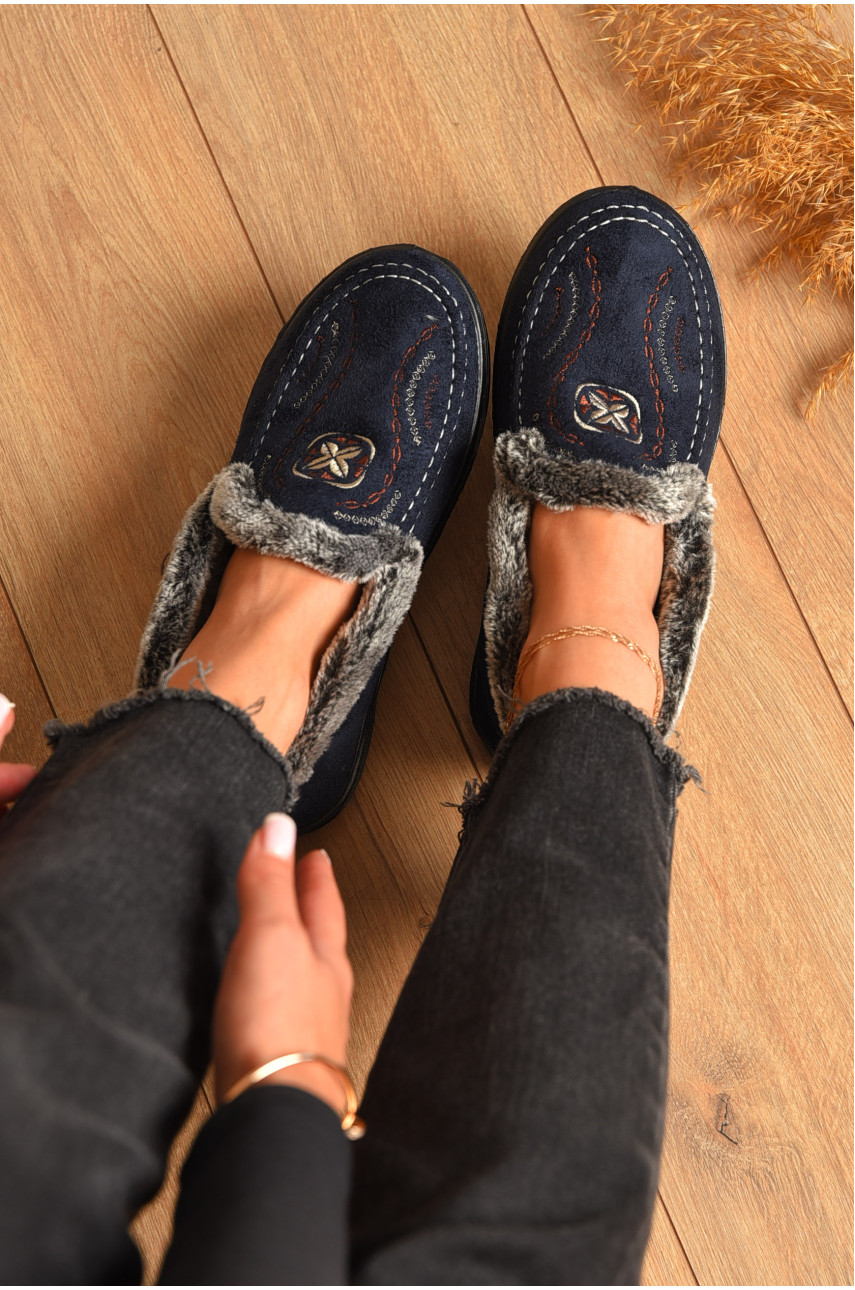 Капці жіночі на хутрі синього кольору У-5 206307