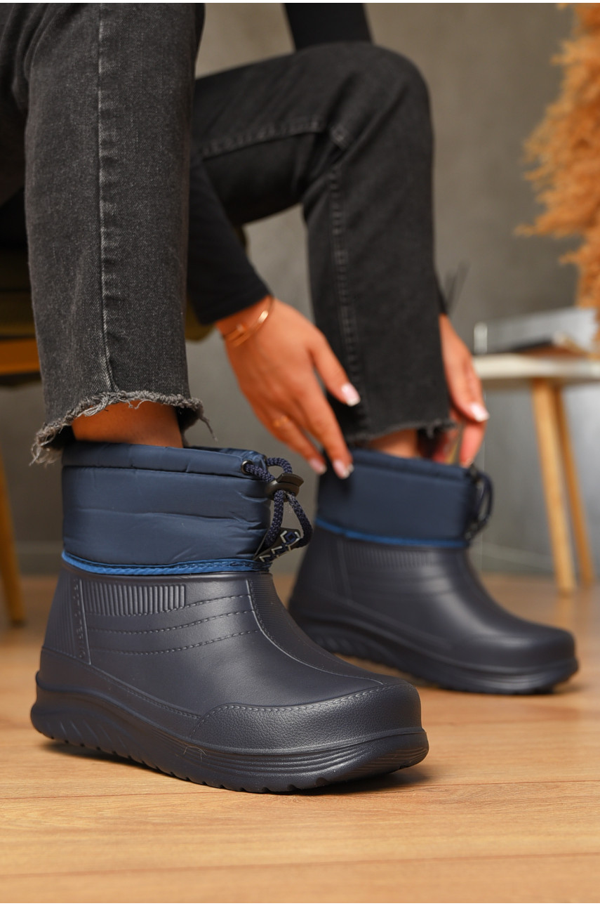 Дутики женские на меху синего цвета D-390 206312