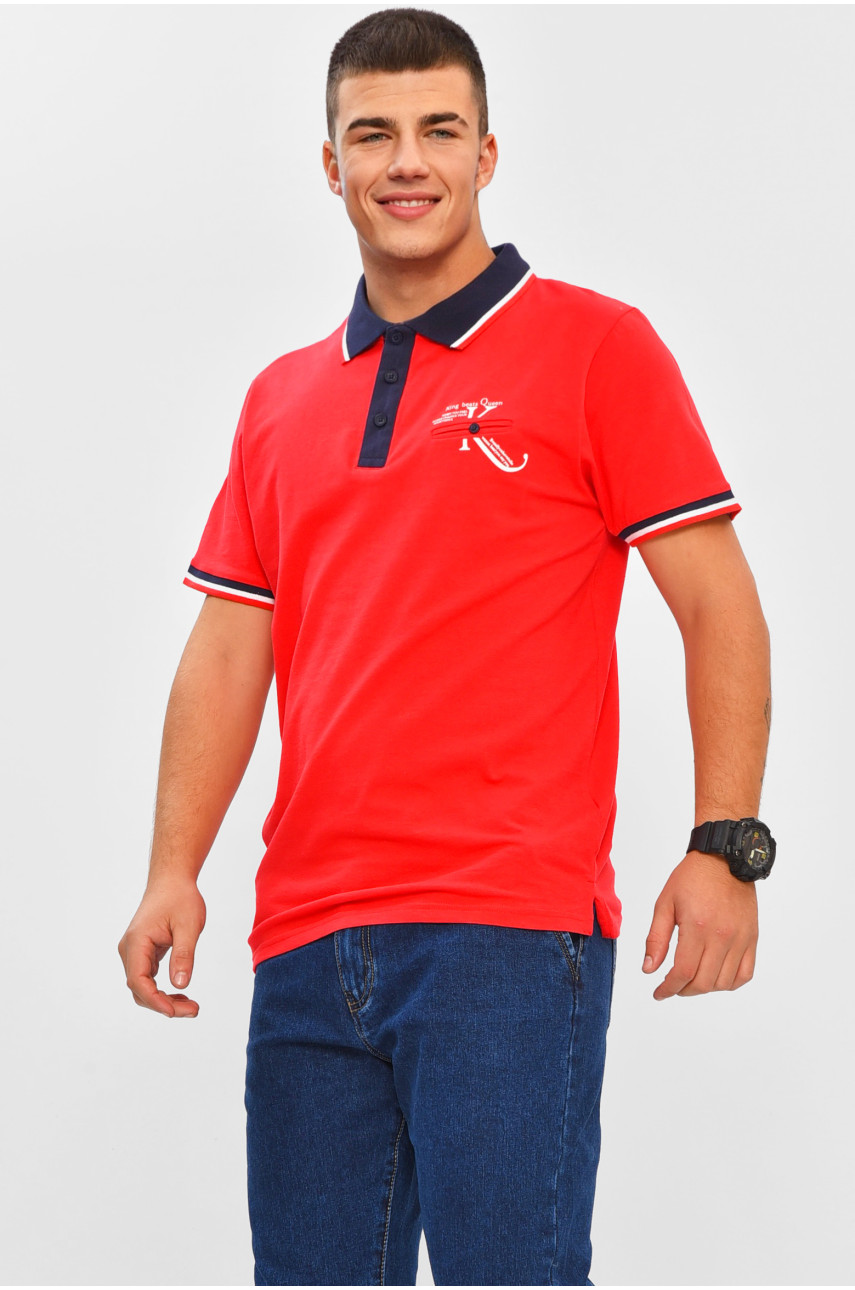 Футболка мужская поло красного цвета с принтом МТS0047 206315