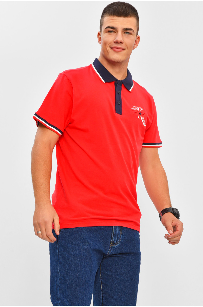 Футболка мужская поло красного цвета с принтом МТS0047 206315