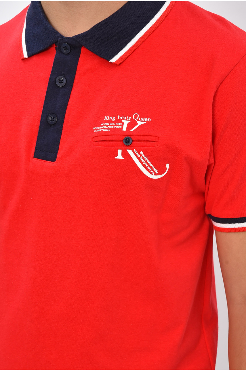 Футболка мужская поло красного цвета с принтом МТS0047 206315