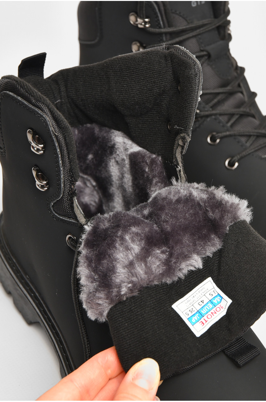 Черевики чоловічі зимові на хутрі чорного кольору 9017А-4 206318
