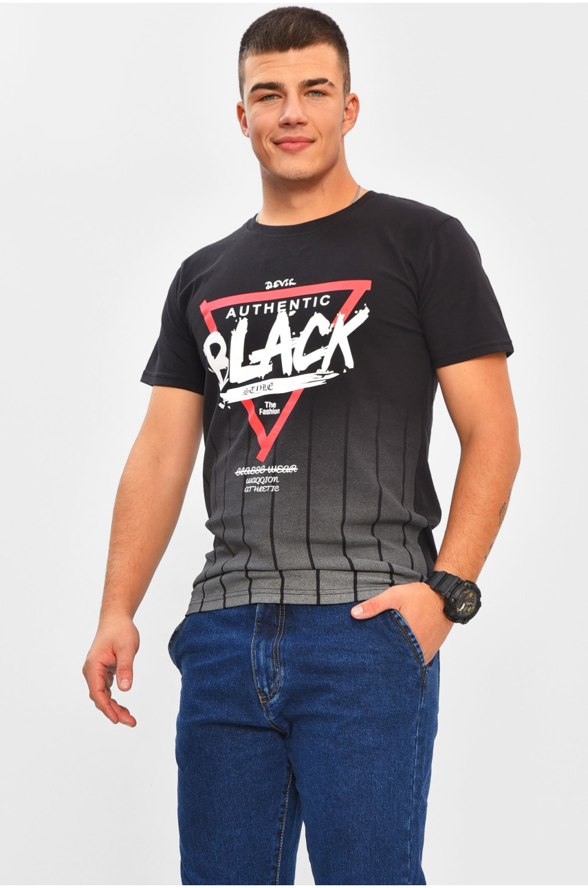 Футболка мужская черного цвета с принтом МРО2043 206329
