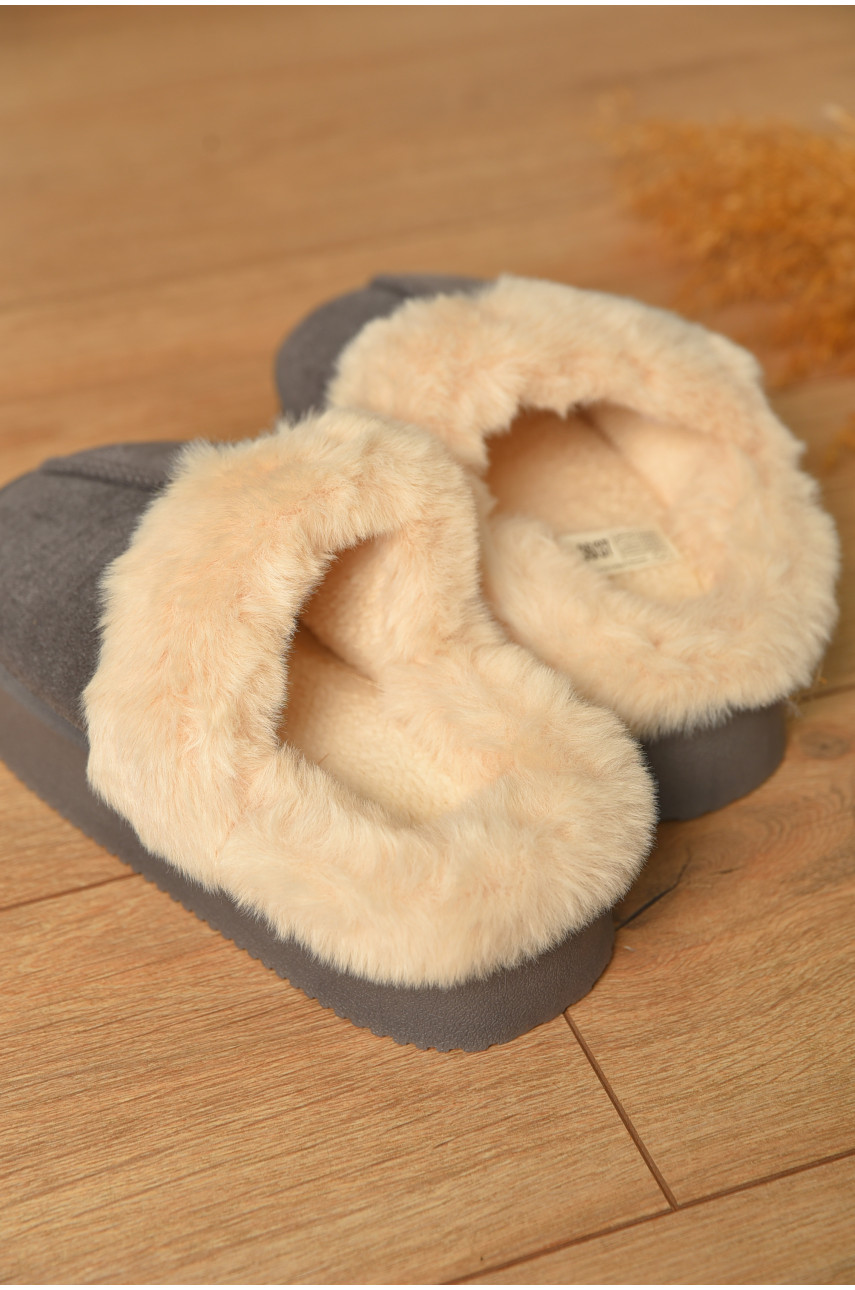 Домашние тапочки женские на меху темно-серого цвета WF6027 206331