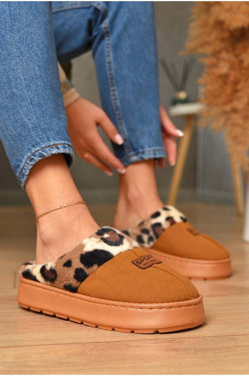 Домашні капці жіночі на хутрі бежевого кольору А8125 206342