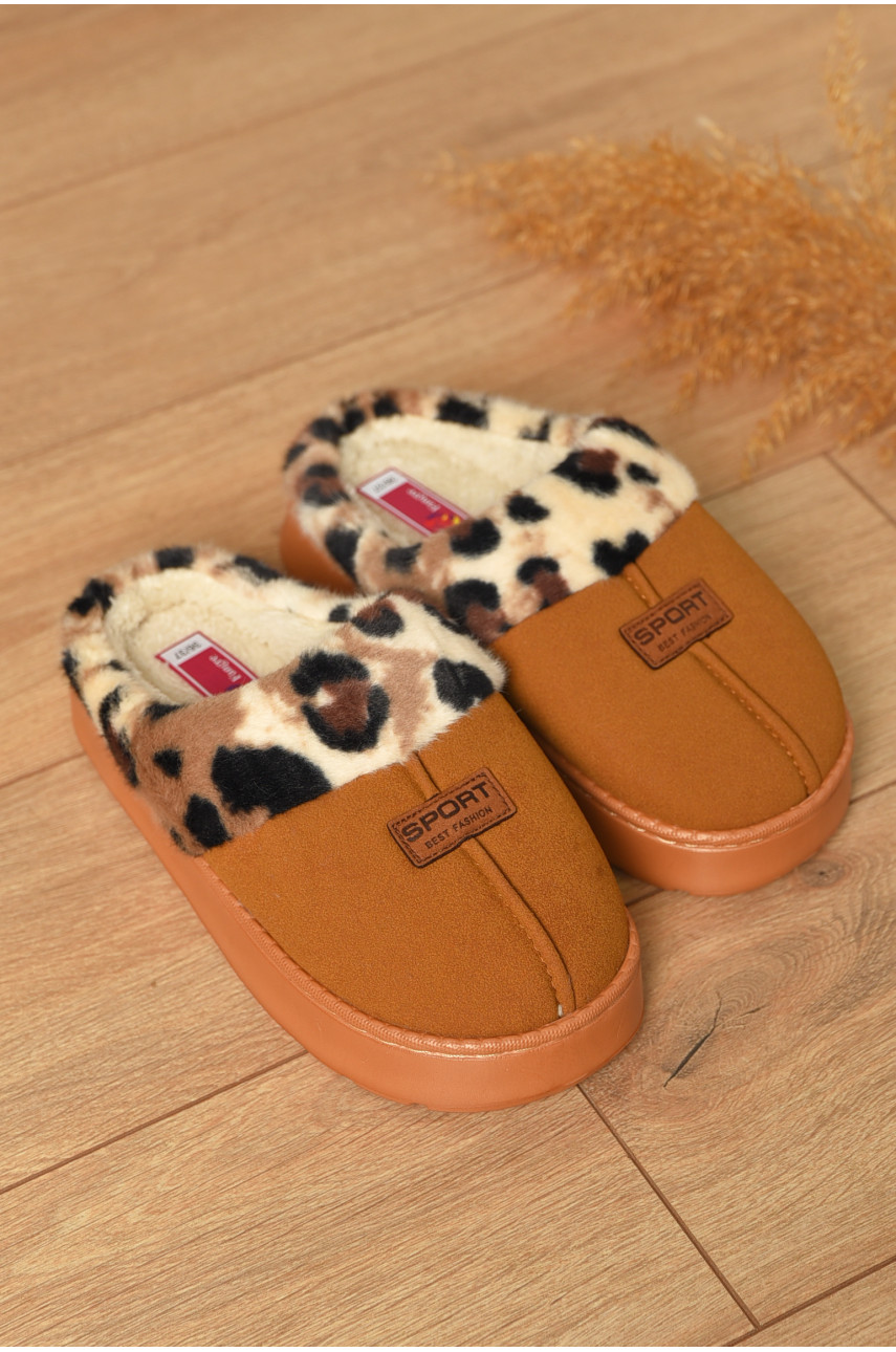 Домашні капці жіночі на хутрі бежевого кольору А8125 206342