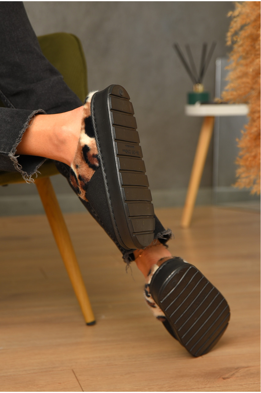 Домашні капці жіночі на хутрі чорного кольору А8125 206343