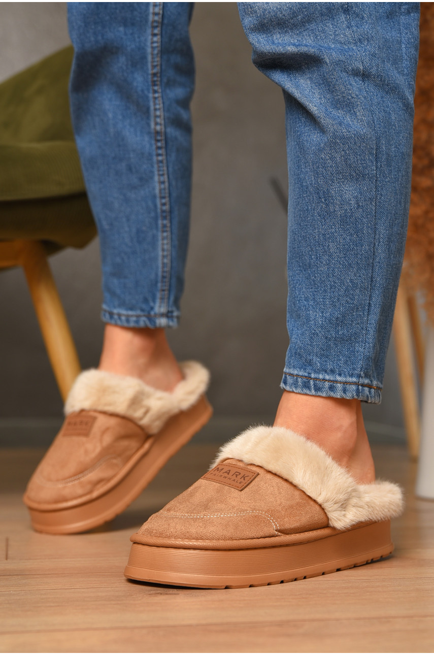 Домашні капці жіночі на хутрі бежевого кольору MD10093 206346