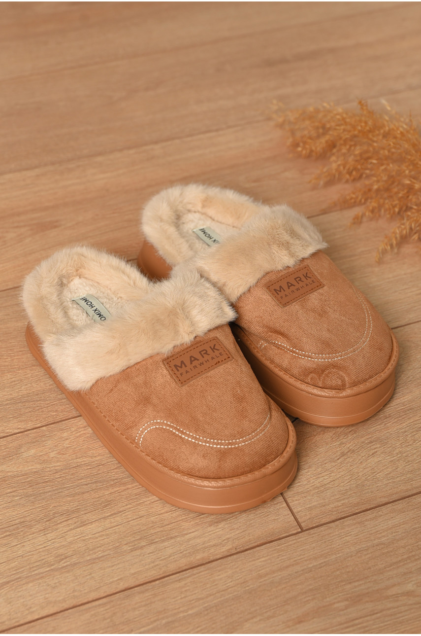 Домашні капці жіночі на хутрі бежевого кольору MD10093 206346