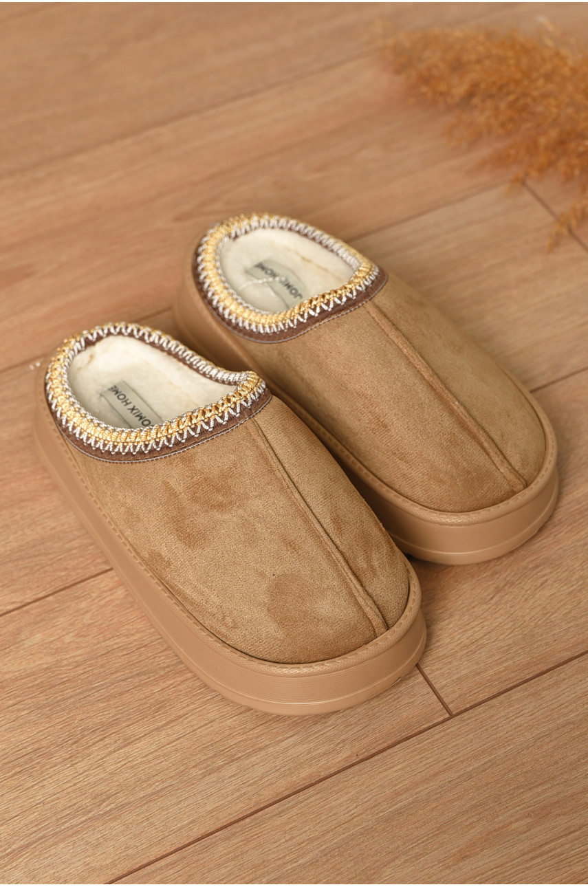 Домашні капці жіночі на хутрі молочного кольору MD10093 206347