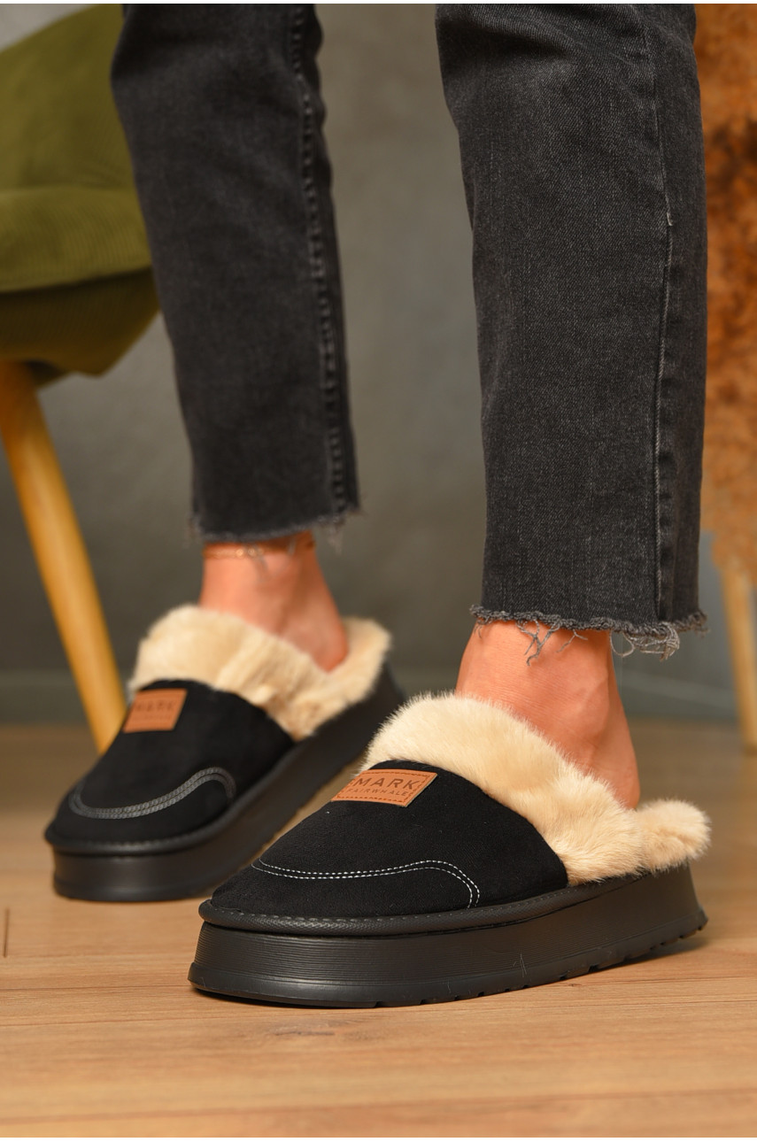Домашні капці жіночі на хутрі чорного кольору MD10093 206349