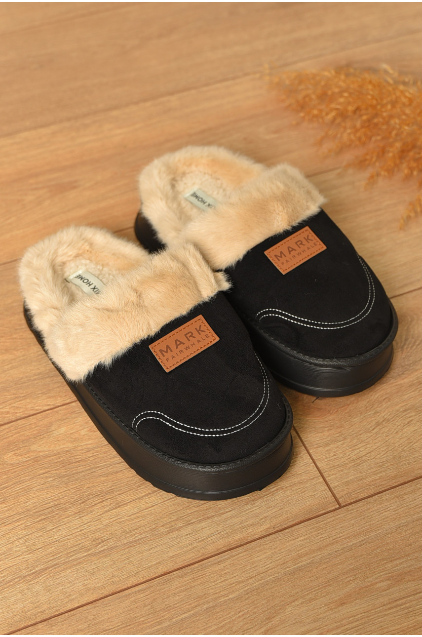 Домашні капці жіночі на хутрі чорного кольору MD10093 206349