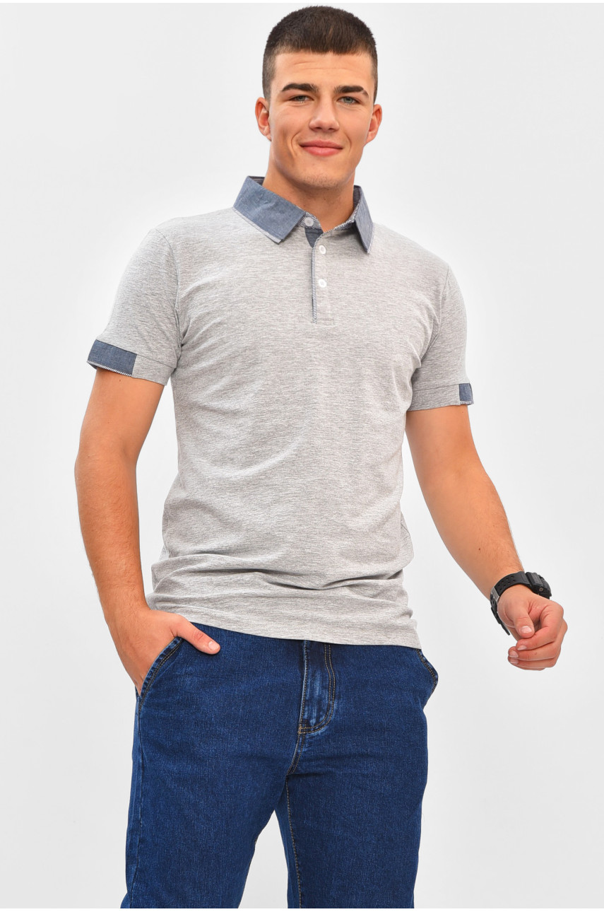 Футболка мужская поло серого цвета МРО7235 206352