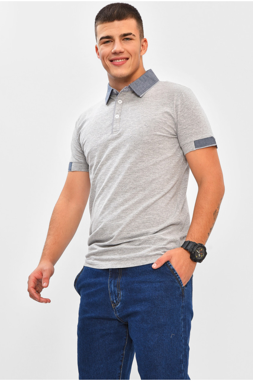 Футболка мужская поло серого цвета МРО7235 206352