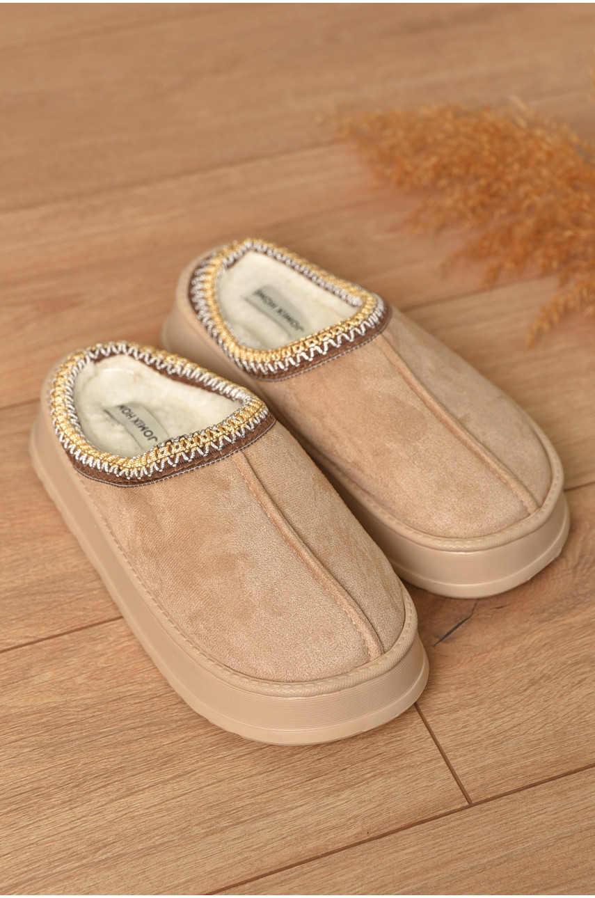 Домашні капці жіночі на хутрі молочного кольору MD10095 206353