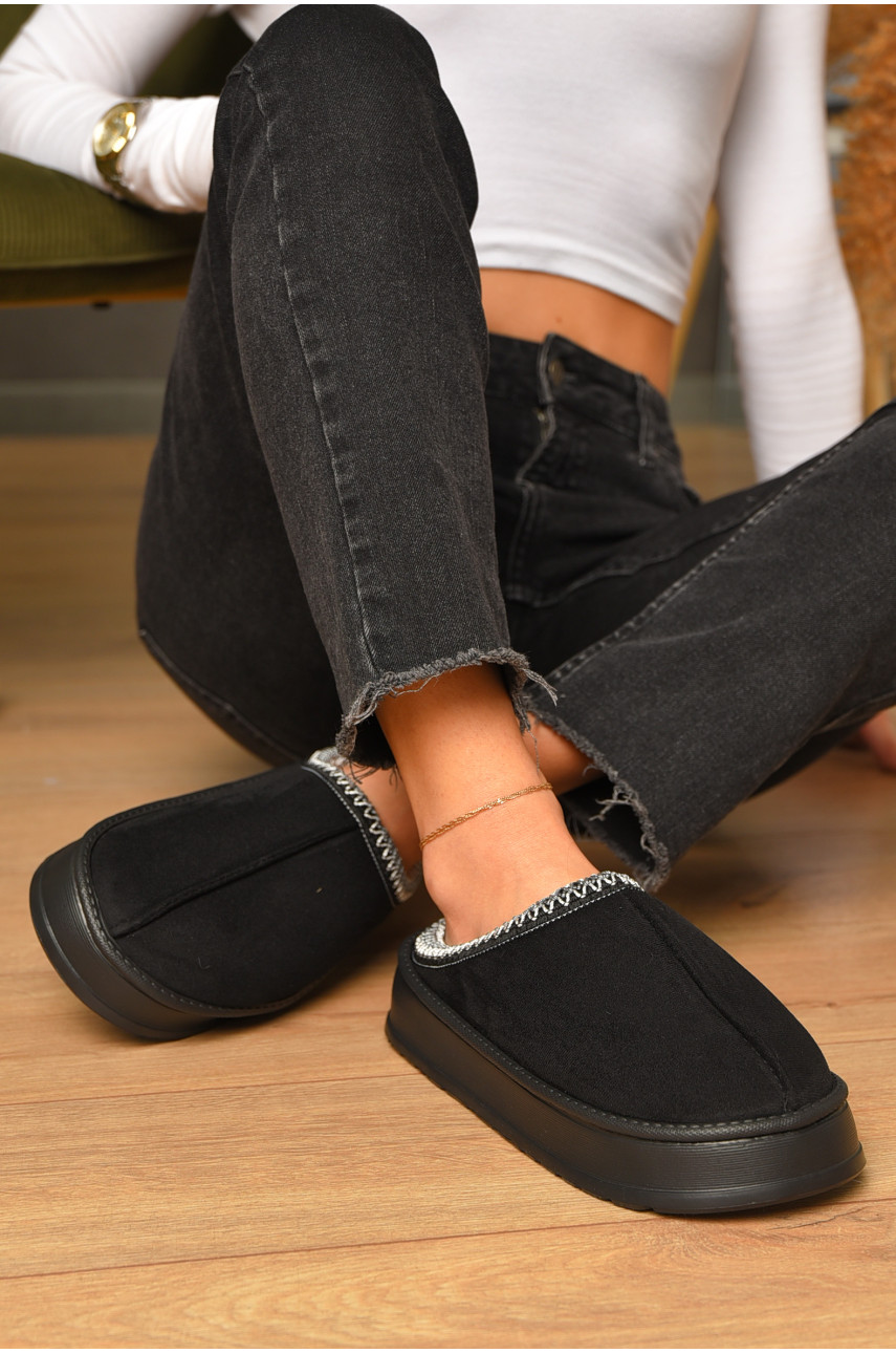 Домашні капці жіночі на хутрі чорного кольору MD10095 206355