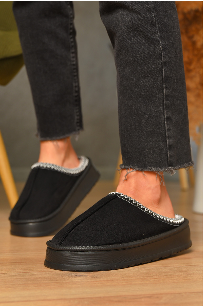 Домашні капці жіночі на хутрі чорного кольору MD10095 206355