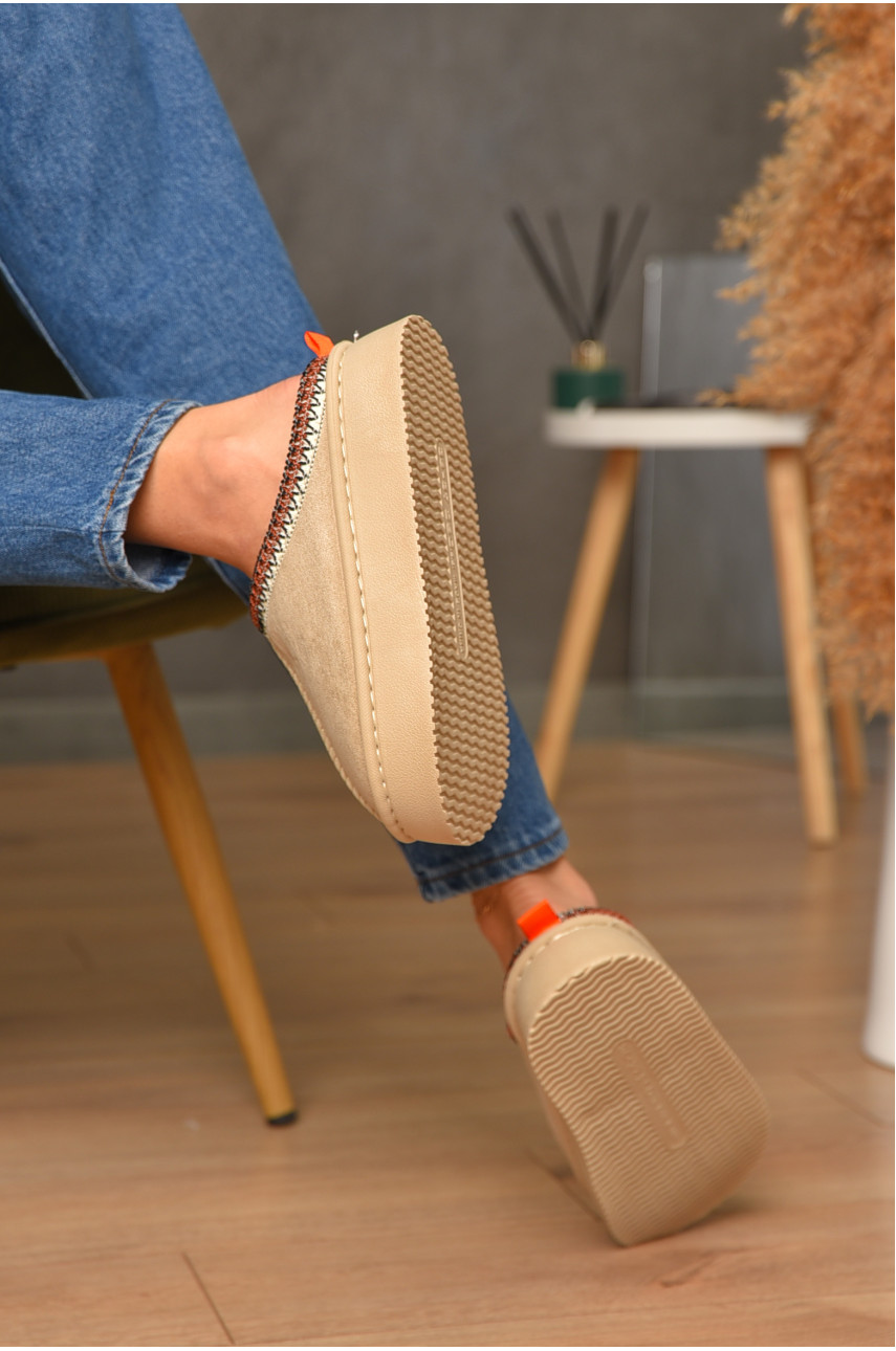 Домашні капці жіночі на хутрі молочного кольору WF6026 206356