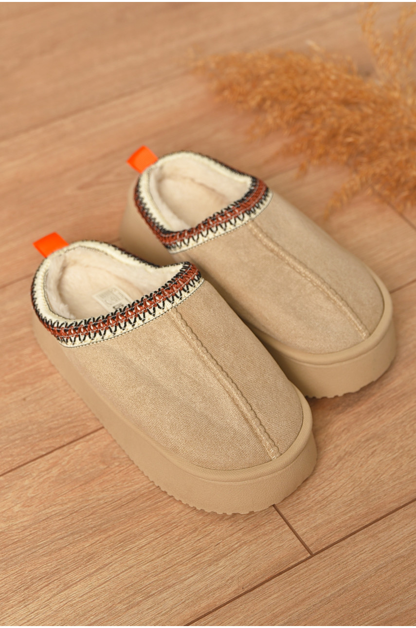 Домашні капці жіночі на хутрі молочного кольору WF6026 206356