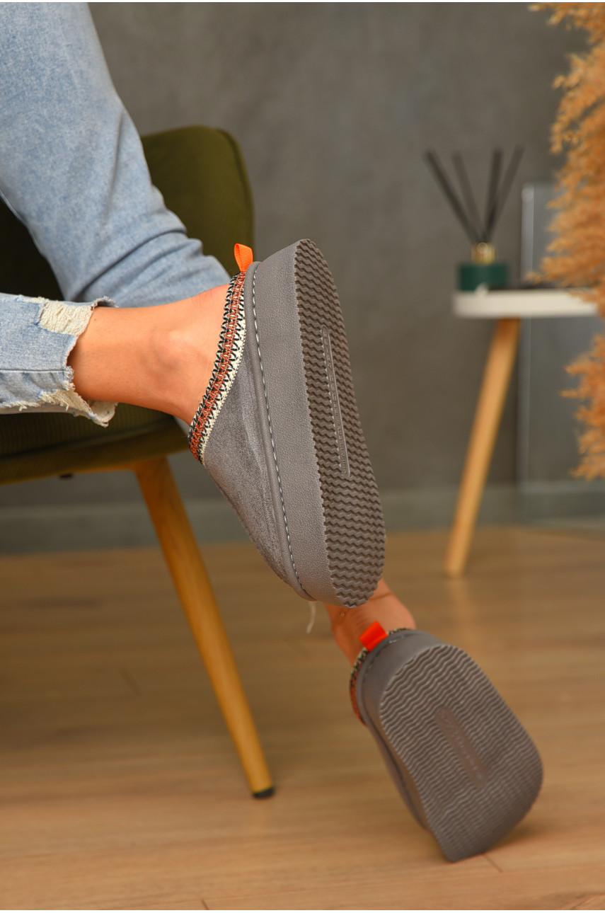 Домашні капці жіночі на хутрі сірого кольору WF6026 206357