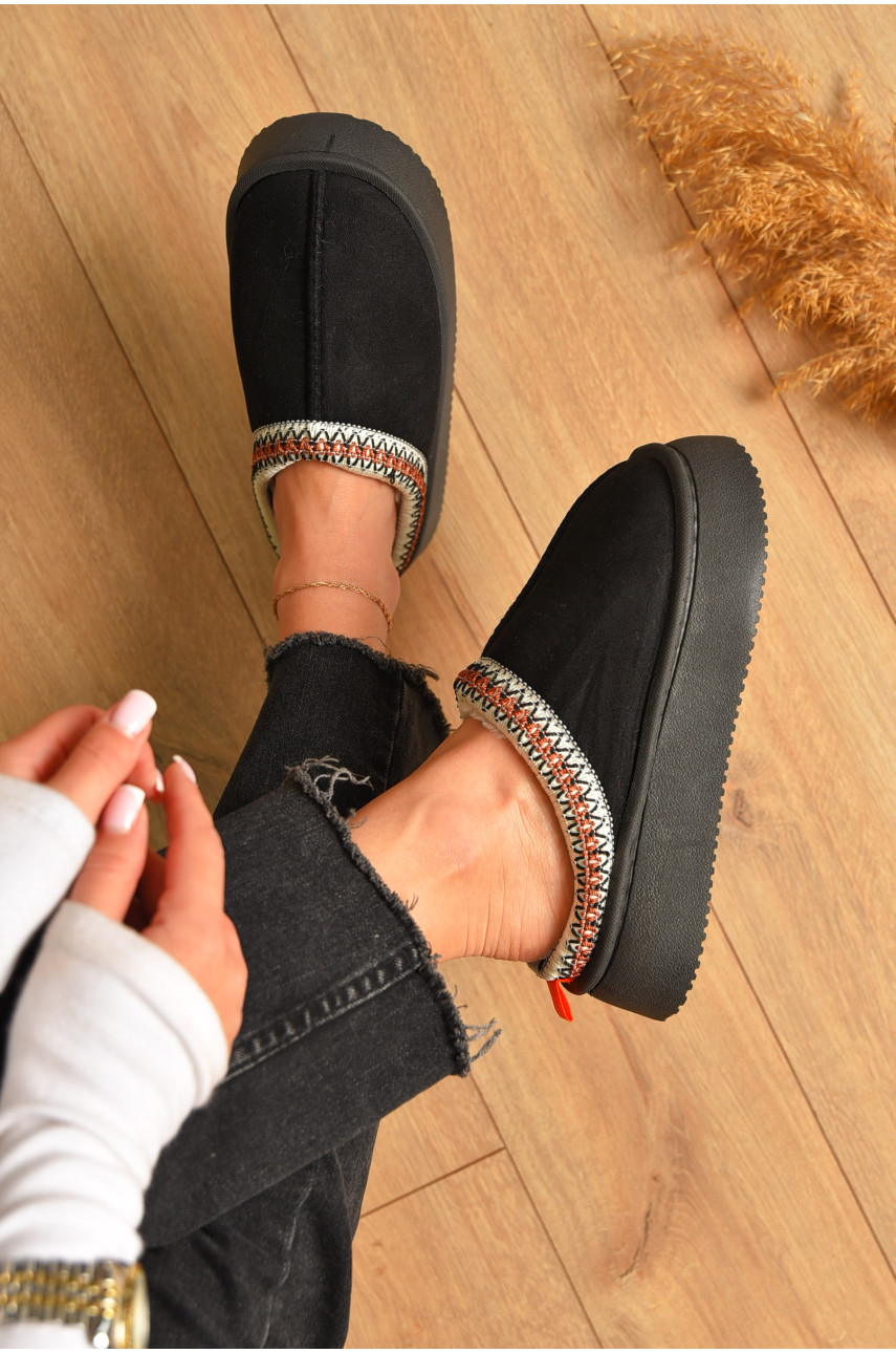 Домашні капці жіночі на хутрі чорного кольору WF6026 206358