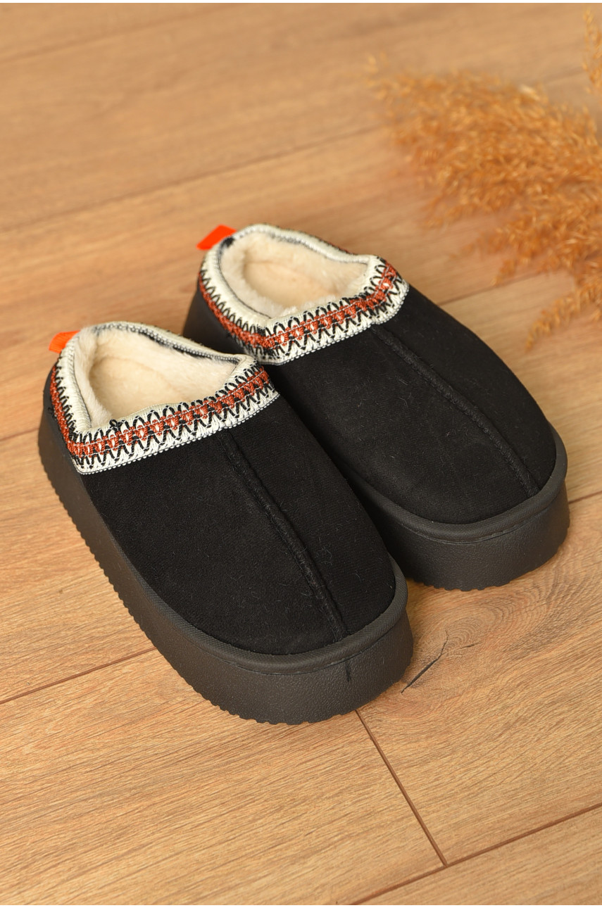 Домашні капці жіночі на хутрі чорного кольору WF6026 206358