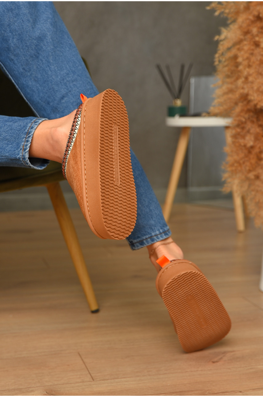 Домашні капці жіночі на хутрі коричневого кольору WF6026 206359