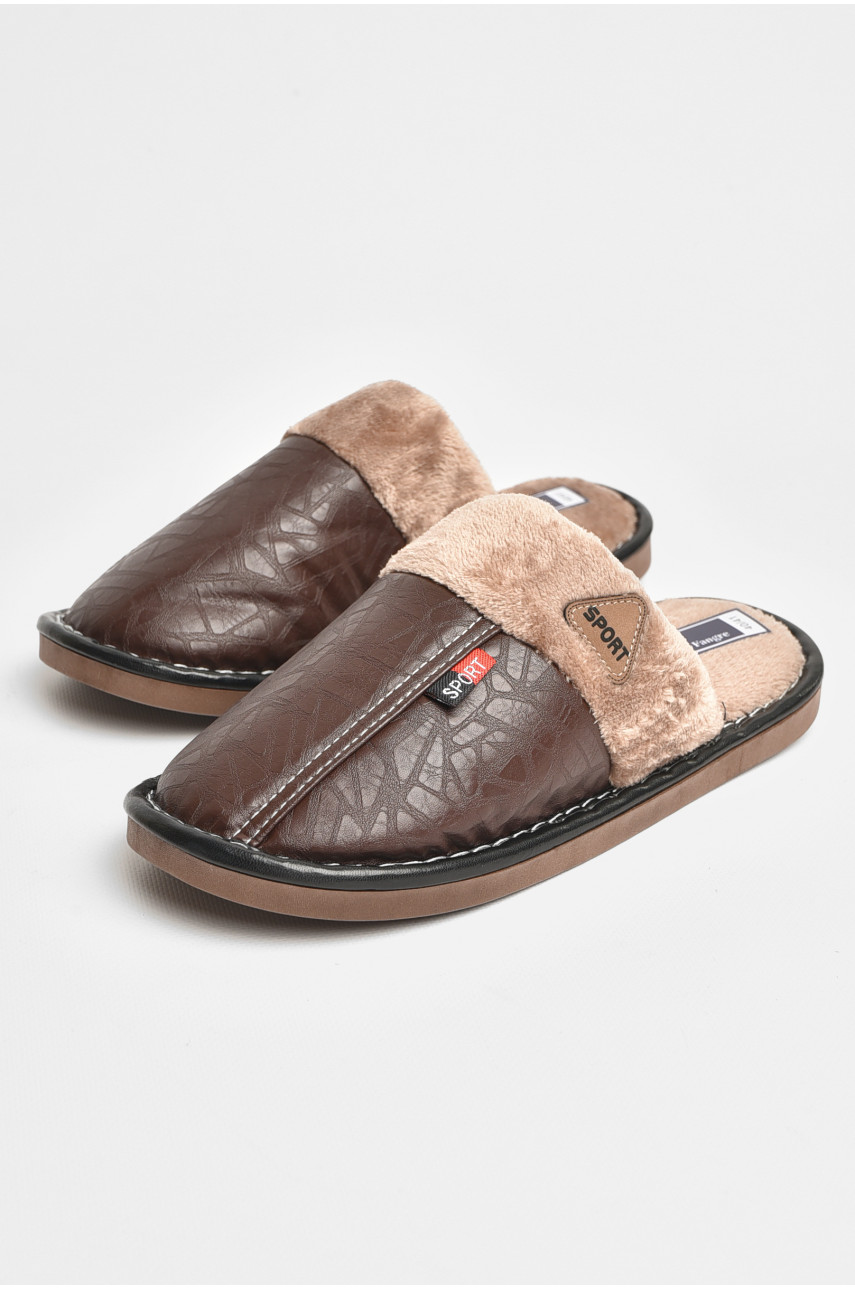 Тапочки комнатные мужские тёмно-коричневого цвета А8114 206365