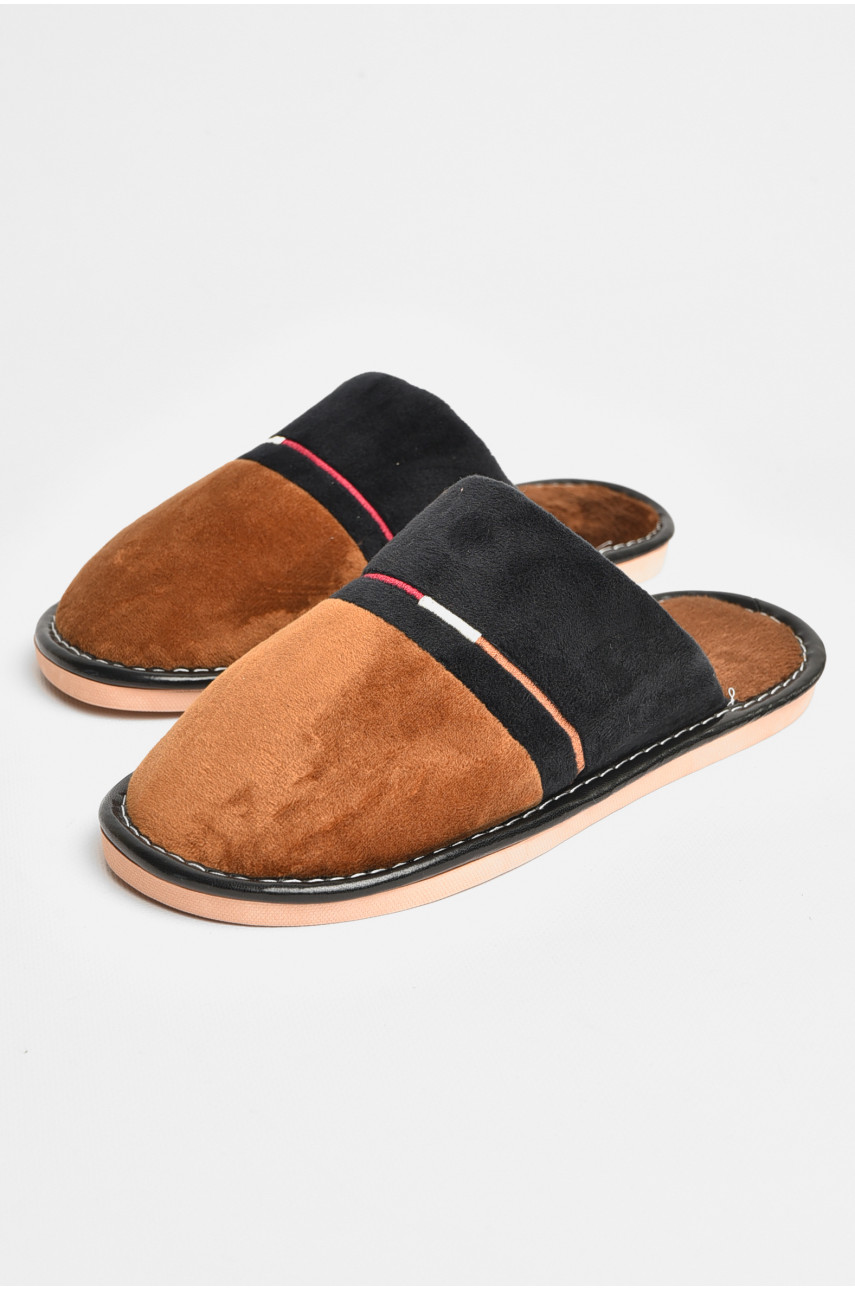 Тапочки комнатные мужские тёмно-коричневого цвета НК-22 206373