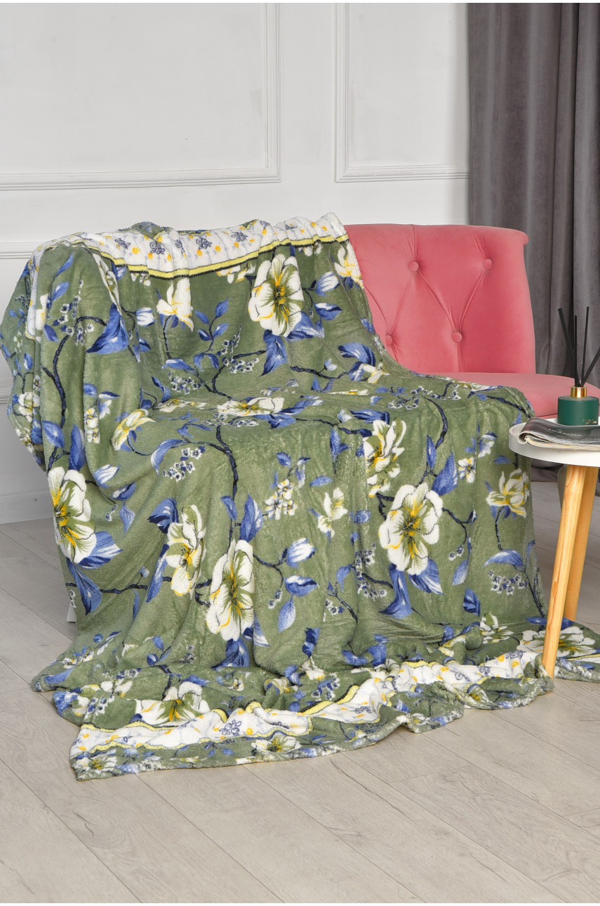 Плед зеленого цвета с принтом размер 150*200 206396