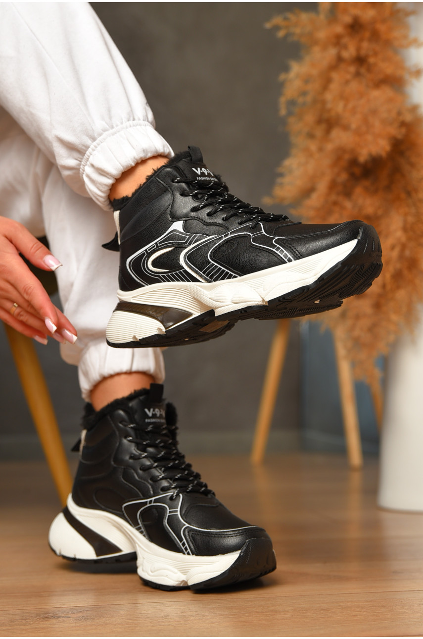 Кросівки жіночі чорного кольору на хутрі К907 206406