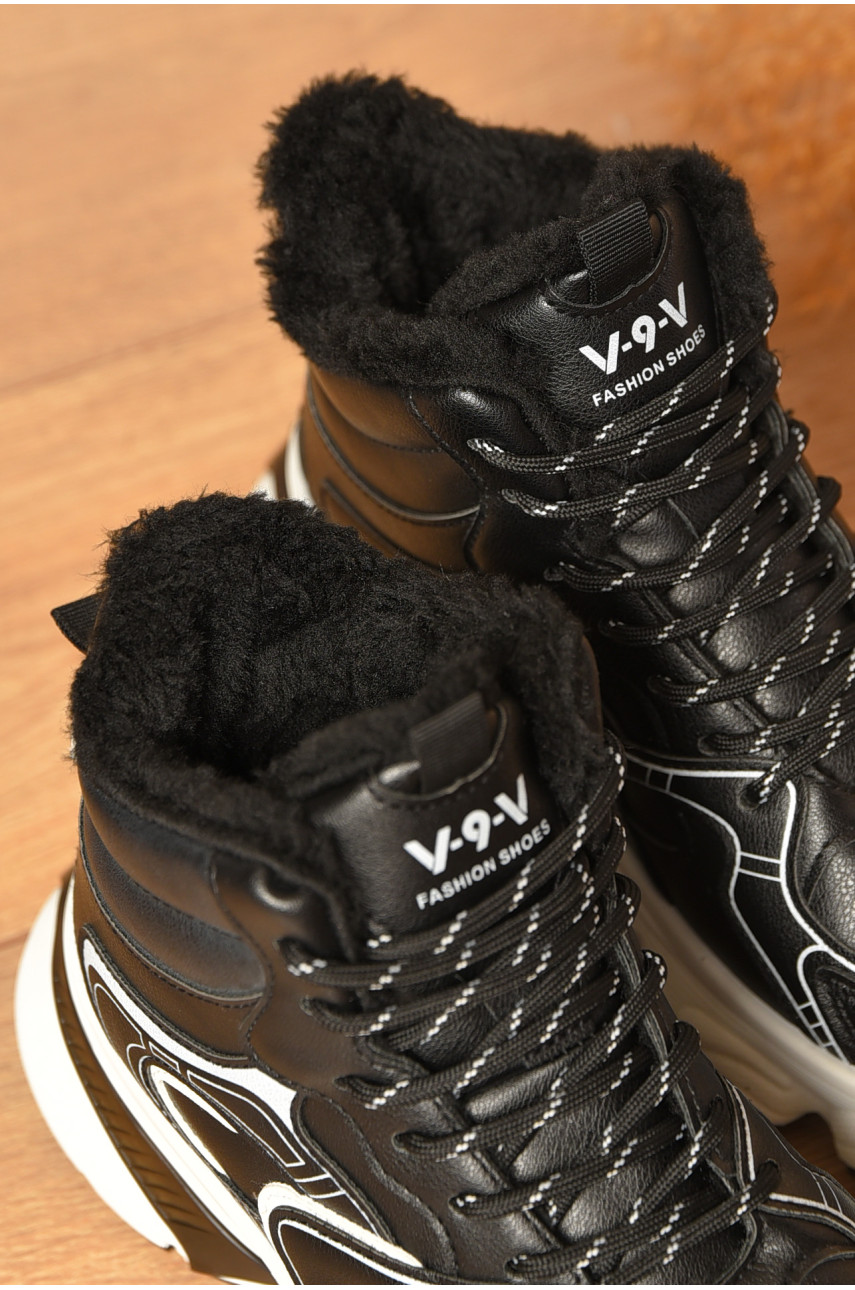 Кросівки жіночі чорного кольору на хутрі К907 206406