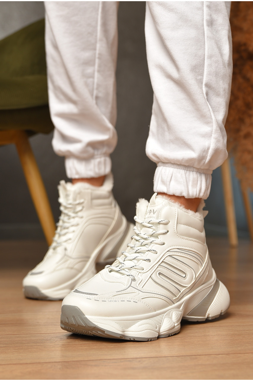 Кросівки жіночі білого кольору на хутрі К907 206407