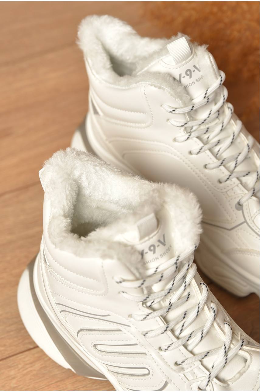 Кросівки жіночі білого кольору на хутрі К907 206407