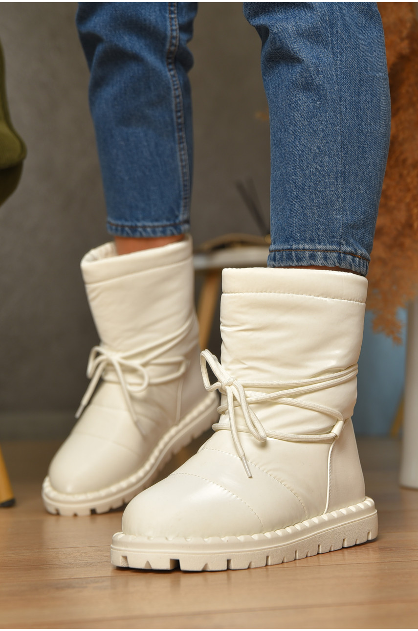 Дутики женские на меху белого цвета 2205-2 206433