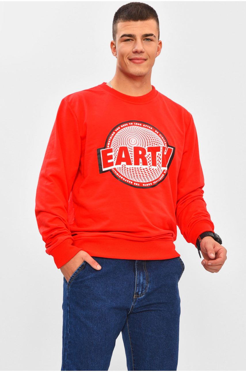 Худі чоловіче червоного кольору з принтом 206452