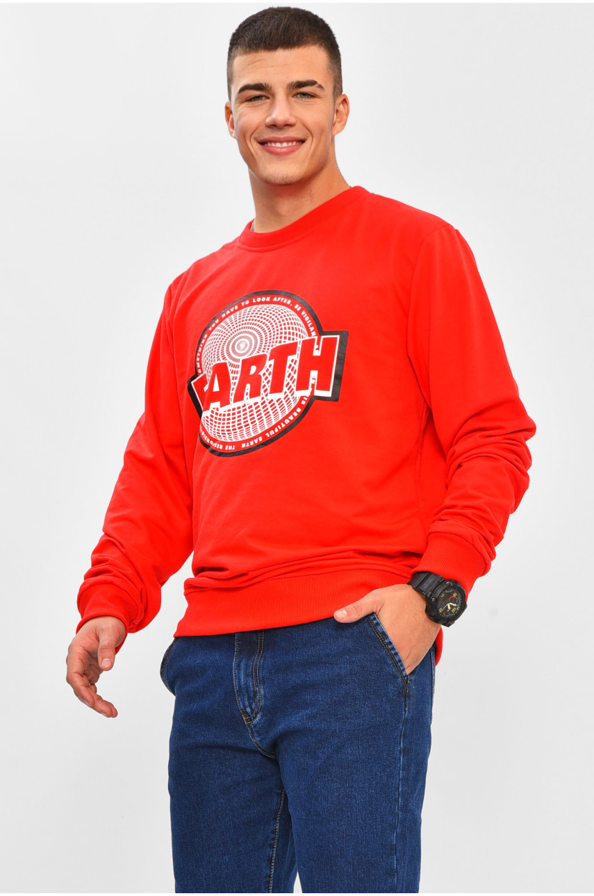 Худі чоловіче червоного кольору з принтом 206452